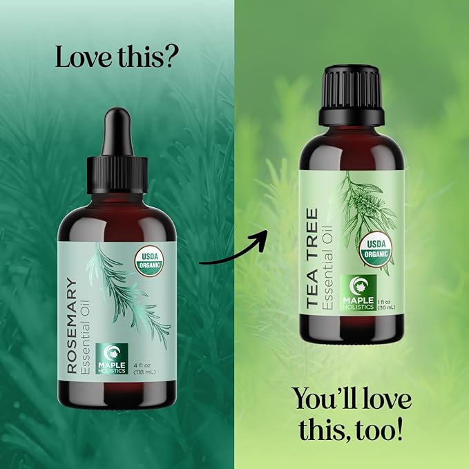 Certified Organic Rosemary Oil for Hair - Extra Large 100% Pure USDA Organic Rosemary Essential Oil for Hair Skin and Nails - Oil for Dry Scalp Treatment and Enhanced Volume and Shine