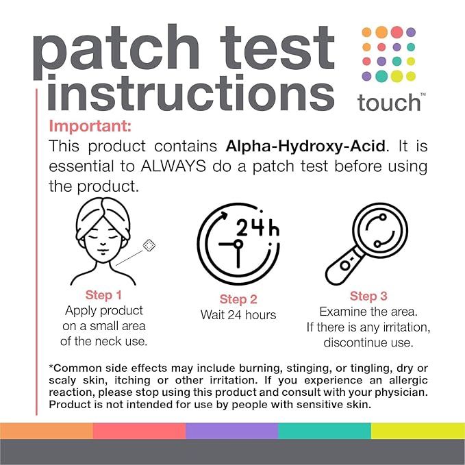 TOUCH 20% Glycolic Acid Pads Exfoliating And Resurfacing AHA Peel Face Wipes - Great for Dullness, Pores, Scars, Fine Wrinkles, Uneven Skin Tone & Texture, 50 Count