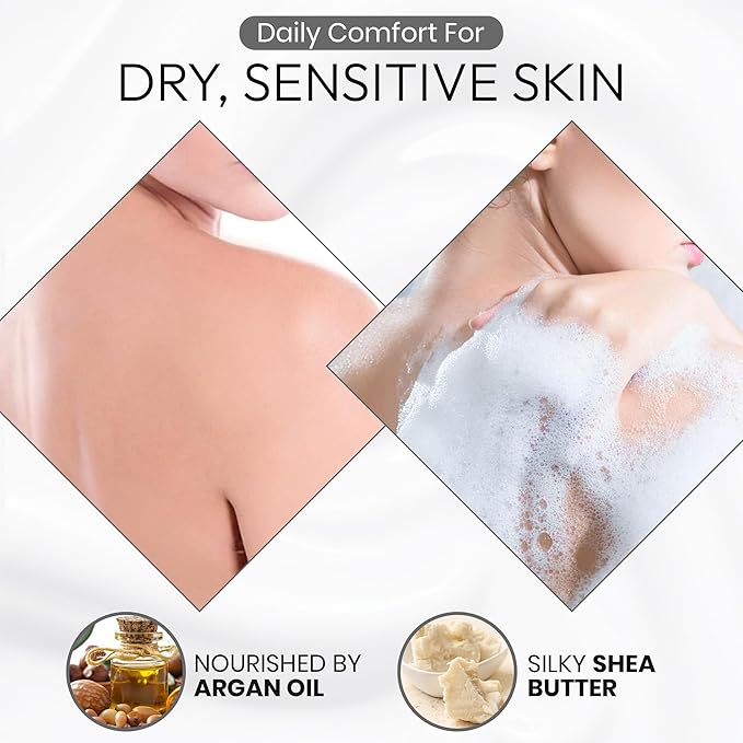 Sensitive Skin Body Wash for Women, Hypoallergenic Body Wash with Shea Butter & Aloe Extract, Hydrating Shower Gel, Sulfate & Paraben Free BODY WASH in Japan 16.5Fl Oz Rose & White Peach 2EA