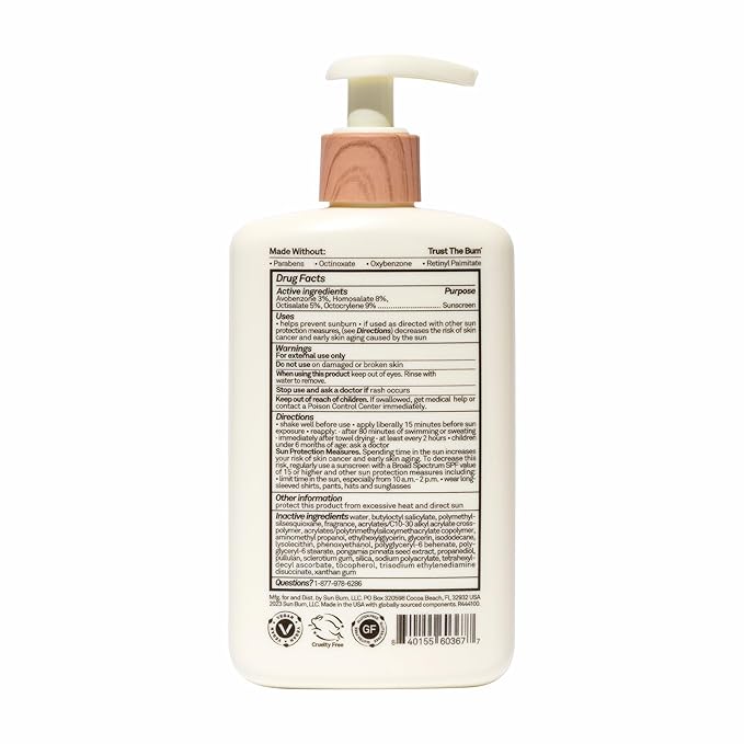 Sun Bum Daily SPF 50 Sunscreen Body Lotion - Broad Spectrum Moisturizing Sunscreen with Vitamin E - Vegan and Hawaii 104 Act Compliant (Without Octinoxate & Oxybenzone) - Dermatologist Tested - 8 oz