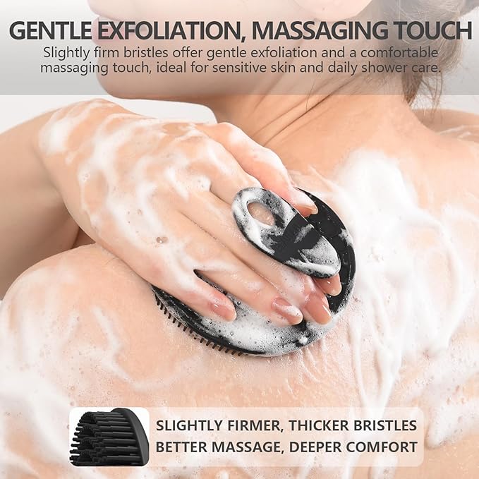 Silicone Body and Face Scrubber Set 3 Pack, BEAUTAIL Shower Bath Scrubber, Gentle Exfoliating Brush for Women Men Baby Sensitive Skin, More Hygienic Than Traditional Loofah, Long Lasting, Black+Green