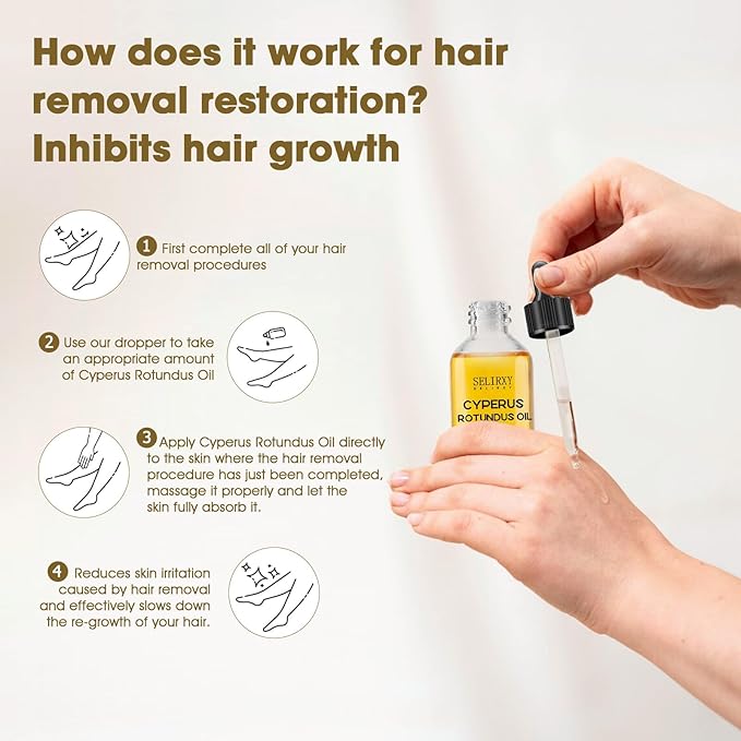 Cyperus Rotundus Oil, Natural Botanical Oil for Sensitive Skin & After Shaving Care, Lightweight Moisturizing Body Oil for Men and Women, 60ML