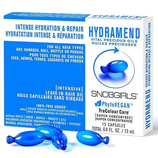 Hydrating Hair Oil Capsules – SNOBGIRLS HYDRAMEND – Vegan Leave-In Serum for Dry, Damaged or Color-Treated Hair – With Argan Oil, Hyaluronic Acid & Ceramides – Frizz Control & Shine – 15 Ct