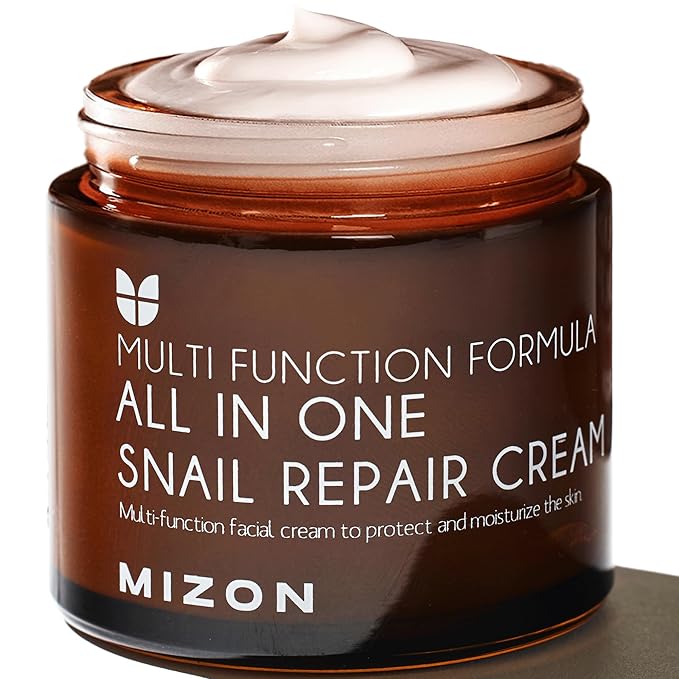 MIZON All-in-One Snail Repair Cream – Korean Face Moisturizer with Snail Mucin & 12 Natural Extracts – Hydrating & Nourishing Cream for Fine Lines, Wrinkles & Blemish Care – (2.54 fl oz)