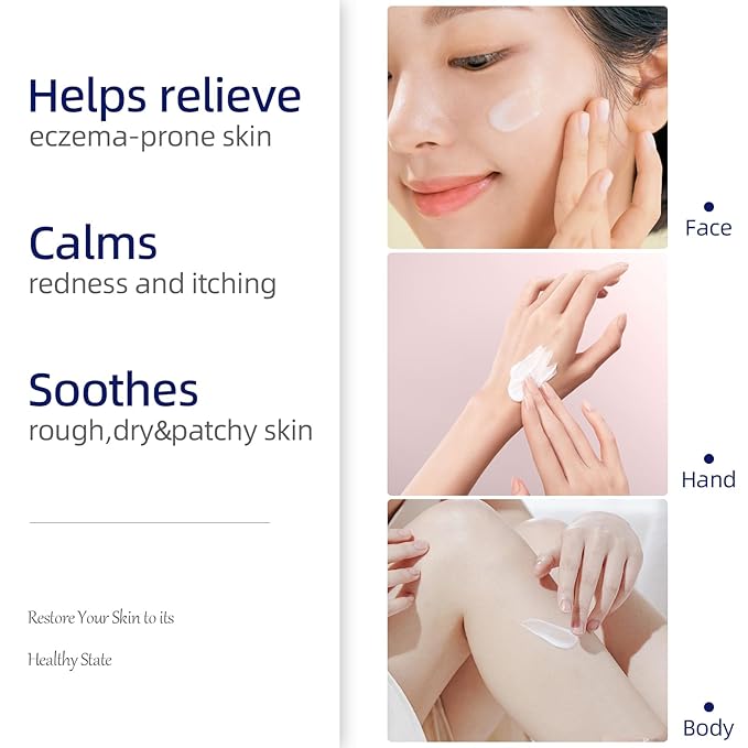 Eczema Relief Cream，Moisturizing Eczema Cream，Full Body Lotion with Colloidal Oatmeal (Skin Protector)，Sea Moss and Aloe Vera 4 Oz