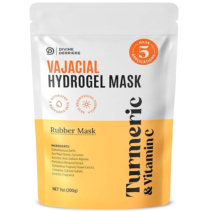 Divine Derriere Vajacial Hydrogel Mask - Premium Modeling Mask with Turmeric & Vitamin C - Deeply Purifying & Super Hydrating Facial and Vajacial Masks, Hydro jelly Peel-Off Powder Complete Kit