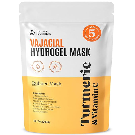 Divine Derriere Vajacial Hydrogel Mask - Premium Modeling Mask with Turmeric & Vitamin C - Deeply Purifying & Super Hydrating Facial and Vajacial Masks, Hydro jelly Peel-Off Powder Complete Kit