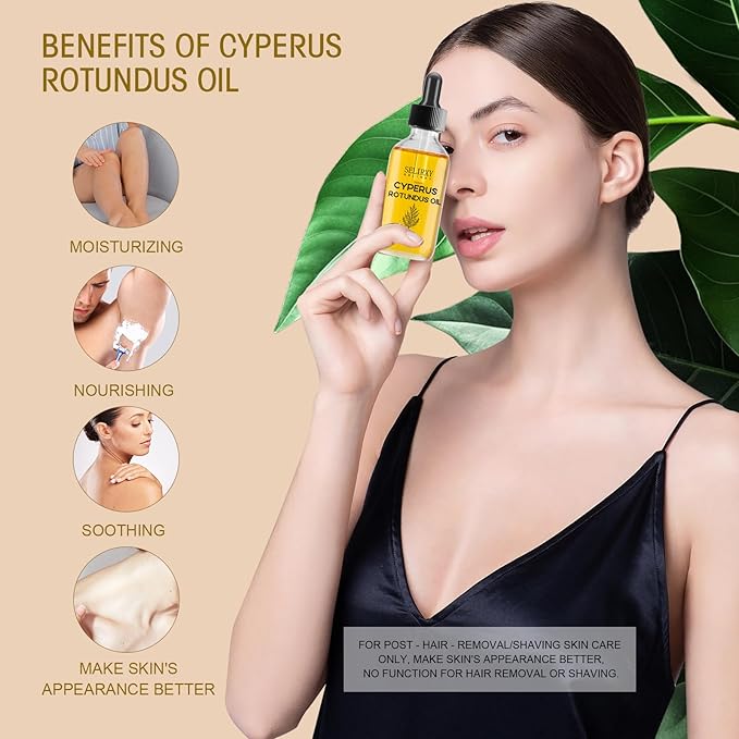 Pure Cyperus Rotundus Oil, Natural Extract Oil for Face, Plant-Based Body Oil for Delicate Skin, Lightweight Formula for Daily Use, After Shaving or Waxing (60ML)