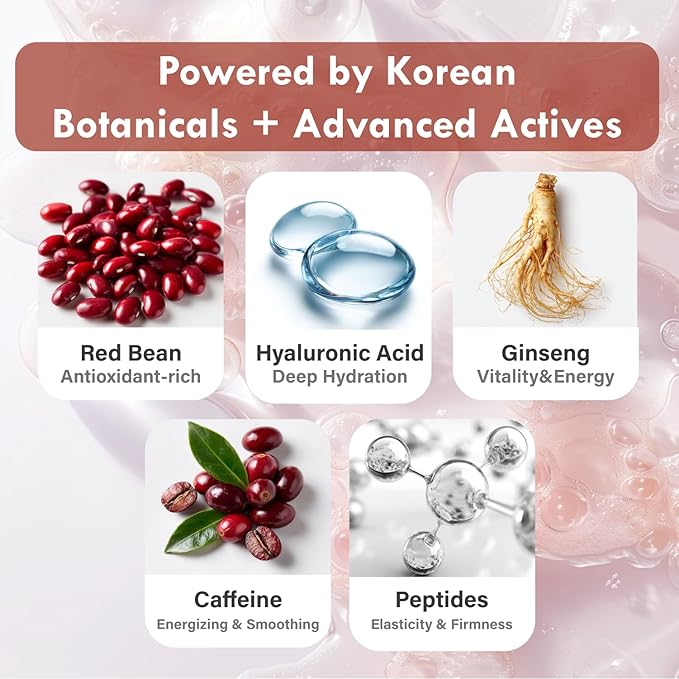 Korean Red Bean Body Wash for Women - Hydrating Exfoliating Shower Gel with Peptides & Hyaluronic Acid for Smooth Sensitive Skin - Vegan & Cruelty-Free - 8.45 fl oz