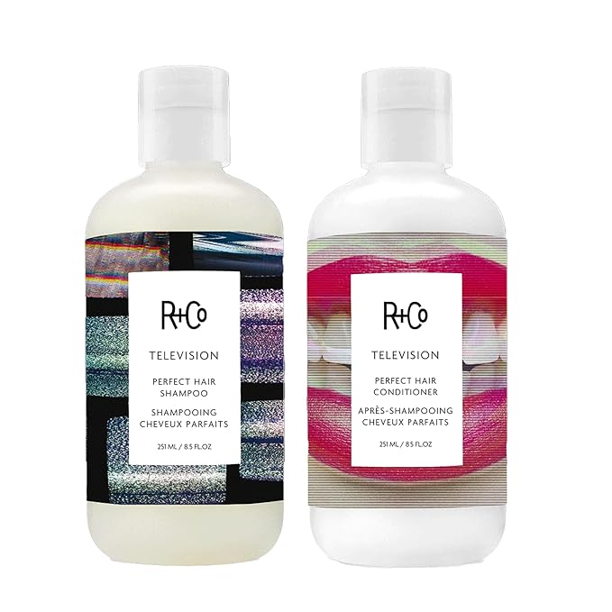 R+Co Television Perfect Hair Shampoo & Conditioner Set + Sample (0.5oz) | Lightweight + Smoothing + Volume | Vegan + Cruelty-Free | 8.5oz (pack of 2)