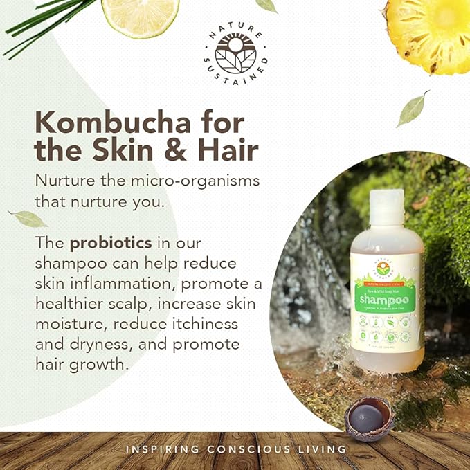 Organic Shampoo - Raw & Wildcrafted with Probiotics, Hypoallergenic Natural & Sulfate Free Shampoo for Sensitive Scalp, Dry Hair, Dandruff, Eczema & Psoriasis, Gallon, Original