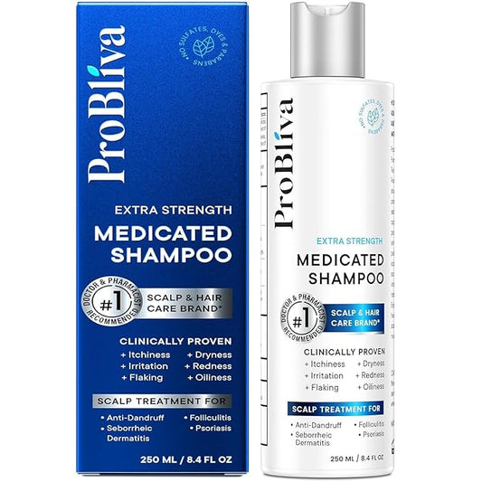 ProBliva Medicated Anti-Fungal & Dandruff Shampoo: Extra Strength Scalp Treatment for Dandruff, Folliculitis, Psoriasis, Seborrheic Dermatitis, Itchy & Dry Scalp