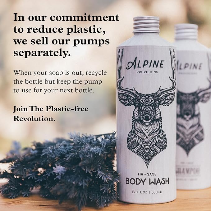 Alpine Provisions Cedar & Sandalwood Body Wash - Cleanse & Moisturize Naturally with Essential Oils - Vegan, Sulfate & Plastic Free - Gentle on Skin Natural Body Wash for Men and Women - 16.9 fl oz