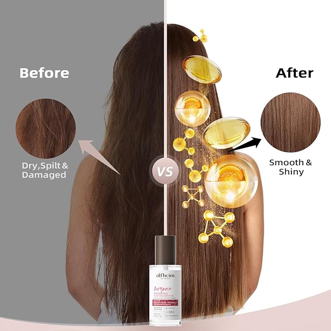 ALFHEIM Argan Repairing Hair Oil | Restores Strength & Shine Protects Against Environmental | Damage Lightweight Nourishment for Damaged & Color-Treated Hair | Paraben & Sulfate-Free | 3.38 fl.oz