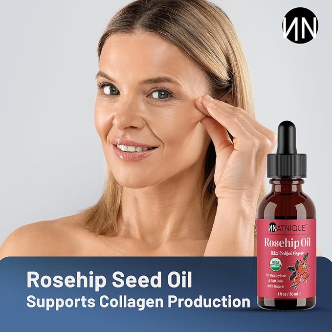 Rosehip Seed Oil Organic, 1 oz – USDA Certified Pure Rosehip Oil, Cold-Pressed Natural Moisturizer for Face, Hair, Skin, Scalp & Nails – Ideal for Gua Sha Massage