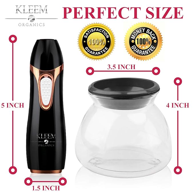 Kleem Organics Electric Makeup Brush Cleaner Machine with FREE Makeup Cleaner Shampoo - Automatic Cleaning, Spinning Dryer, Black, Dual-fiber Bristles, For Eyeshadow, Foundation