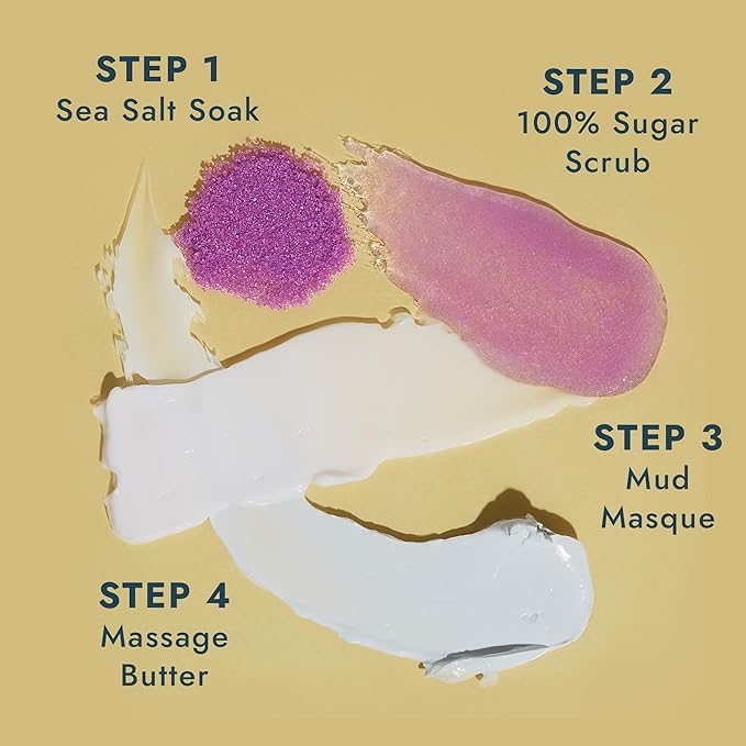 VOESH Pedi in a Box 4 Step Lavender - 3 Pack, Relaxing Spa Pedicure, At-Home Pedicure, DIY Pedi, Pedicure Supplies, Foot Care, Foot Spa, Vegan