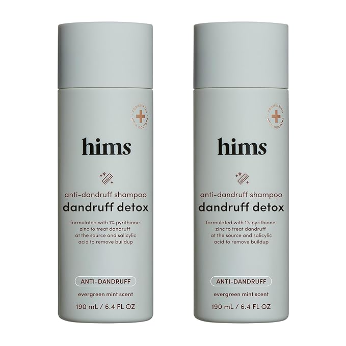 hims Dandruff Detox Anti Dandruff Shampoo, 2 Pack - Anti Dandruff Shampoo for Dry, Itchy Scalp with Pyrithione Zinc 1% and Argan Oil - Paraben Free, Sulfate Free - Evergreen Mint - 2 x 6.4 fl oz