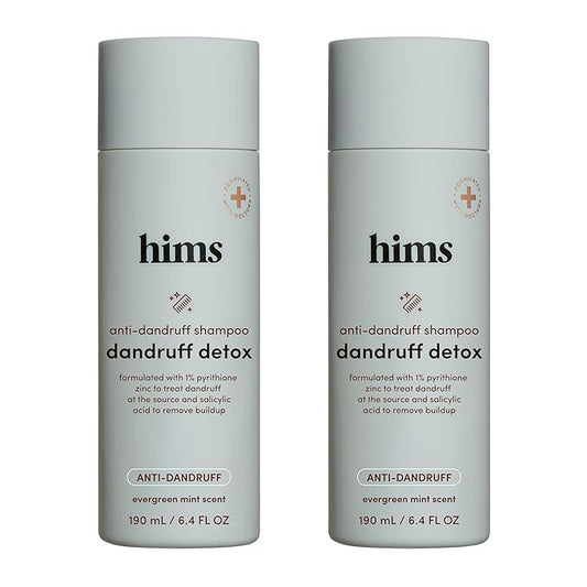 hims Dandruff Detox Anti Dandruff Shampoo, 2 Pack - Anti Dandruff Shampoo for Dry, Itchy Scalp with Pyrithione Zinc 1% and Argan Oil - Paraben Free, Sulfate Free - Evergreen Mint - 2 x 6.4 fl oz
