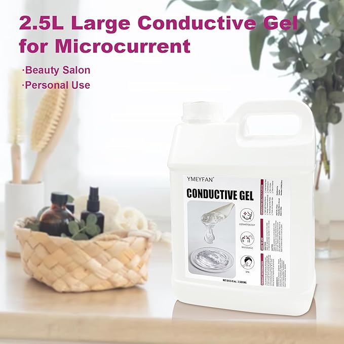 2.5L Large Conductive Gel for Microcurrent Facial Device, Radio Frequency Laser Hair Removal Cooling Gel, Sulfate & Phthalate-Free, Sodium Hyaluronate, Ceramide AP for Skin Soothing Hydrating