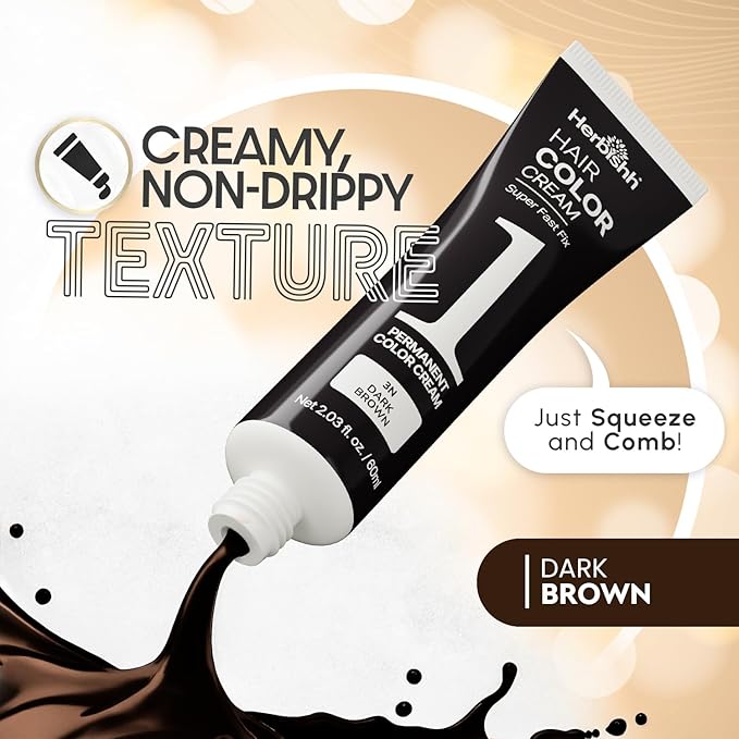 Dark Brown Rapid Infusion Hair Color Cream, Permanent Hair Dye in One Minute with Comb Applicator and Argan Oil Deep Conditioning Hair Mask 0.8 FL OZ Combo Pack