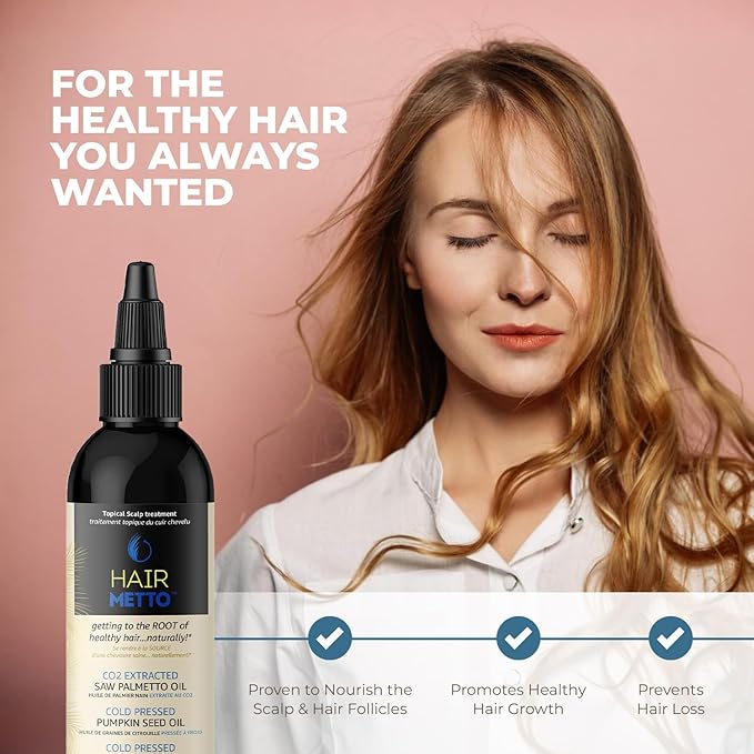 Saw Palmetto Extract Pumpkin Seed Oil for Hair Growth - 10X Potency Targeted Scalp Treatment with Castor, Lavender Scent, Rosemary Oil for Hair 4oz (118ml)