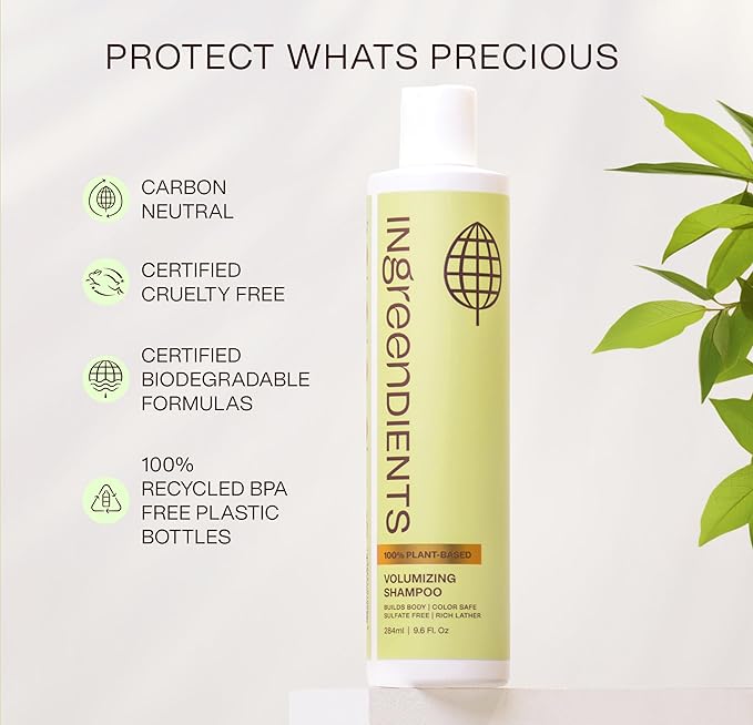 Non Toxic Vegan Volumizing Shampoo with Organic Ingredients For Fine Hair - Strengthening Barley Protein and Chia Seeds, Color Safe, Paraben & Gluten Free, Silicone & Sulfate Free