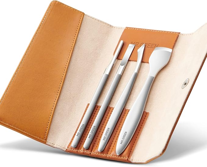 MR.GREEN Pedicure Knife Set Professional Ingrown Toenail Clippers Foot Care Tools Stainless Steel Nail Cuticle Nippers Remover Kits (4 Pcs Set)