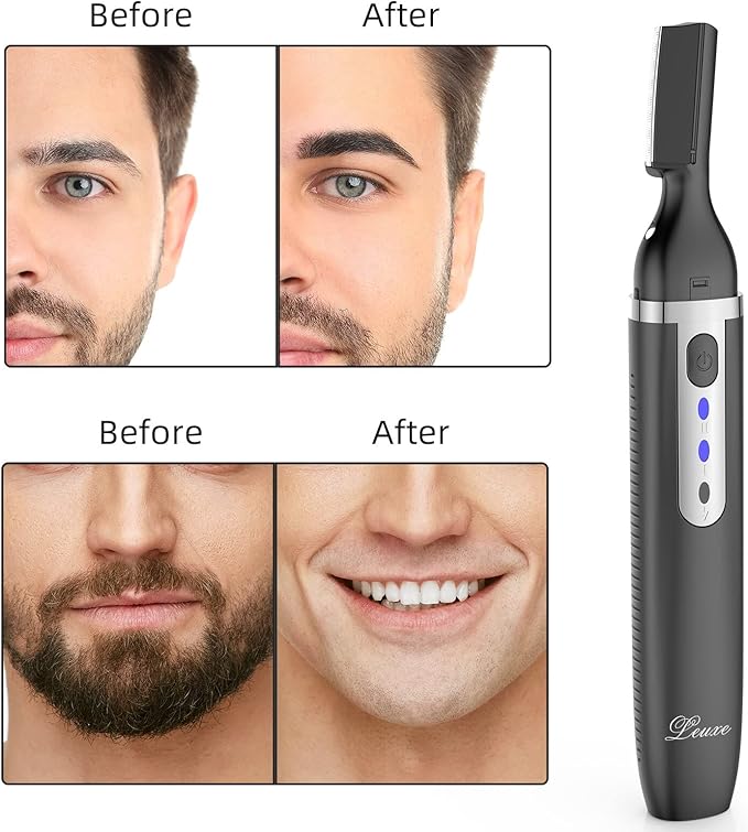 Eyebrow Trimmer and Facial Hair Remover, Rechargeable Hair Removal Women's Electric Shaver Razor for Peach Fuzz Chin Cheek Upper Lip (Black)
