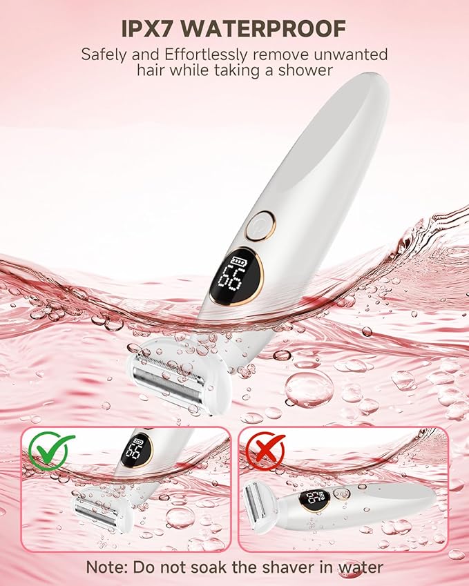Bikini Trimmer for Women, Rechargeable 4H Use Electric Razors for Women with LED Display Painless 5 in 1 Facial Nose Pubic Hair Removal IPX7 Waterproof Body Shaver for Leg Armpit Eyebrows Femal Gift