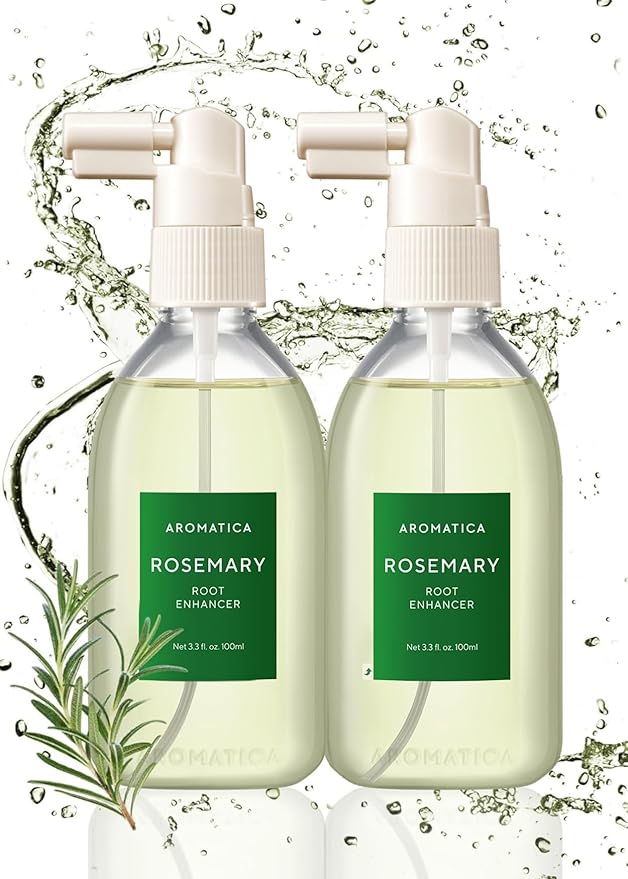 AROMATICA Root Enhancer (2 Packs) Rosemary Water Spray for Hair Growth – Korean Hair Care Oil for Scalp Detox – Flaky & Itchy & Dry Scalp Treatment – Free from Sulfate, Silicone, and Paraben (3.38oz)