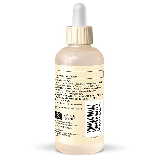 HASK Intensive Repair Hair Oil & Strength & Length Boosting Scalp and Hair Serum - Repairs Damage, Strengthens, Adds Shine & Moisture, Prevents Breakage, Sulfate-Free, Cruelty-Free