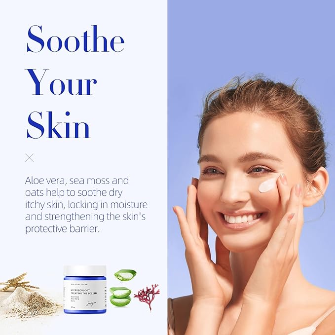 Eczema Relief Cream，Moisturizing Eczema Cream，Full Body Lotion with Colloidal Oatmeal (Skin Protector)，Sea Moss and Aloe Vera 4 Oz
