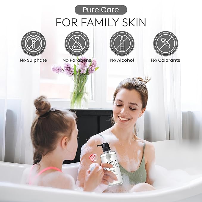 Sensitive Skin Body Wash for Women, Hypoallergenic Body Wash with Shea Butter & Aloe Extract, Hydrating Shower Gel, Sulfate & Paraben Free BODY WASH in Japan 16.5Fl Oz Rose & White Peach 2EA