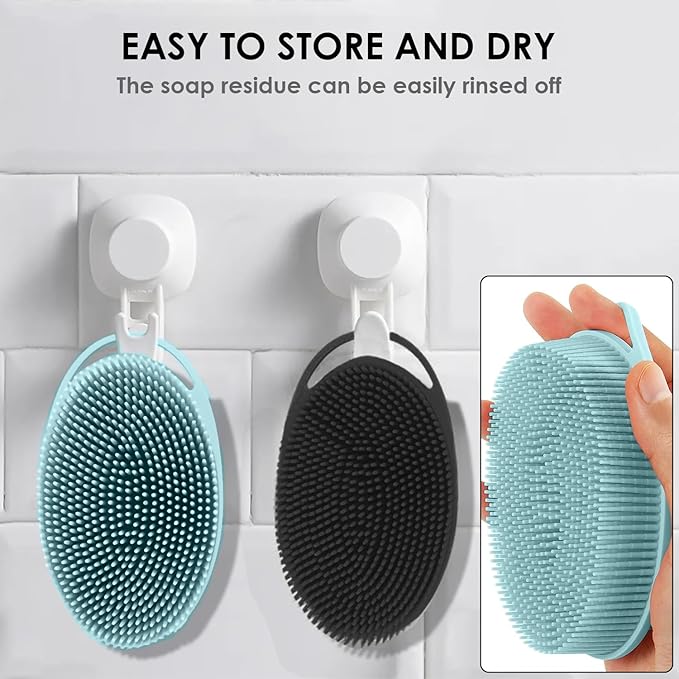 2-in-1 Silicone Facial Cleansing Brush & Body Scrubber - Dual-Sided Exfoliator for Face/Shower, Massage, Blackhead & Makeup Removal, Mud/Lotion Applicator, Soft Sensitive Skin-Friendly