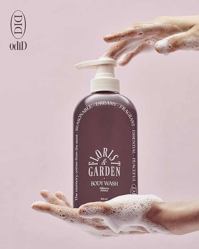 ODID Milk in Cera Perfume Body Wash - Korean Moisturizing Body Cleanser for All Skin Types - Natural Green Herb Scent - with Milk Protein and Ceramide, 16.9 fl.oz.