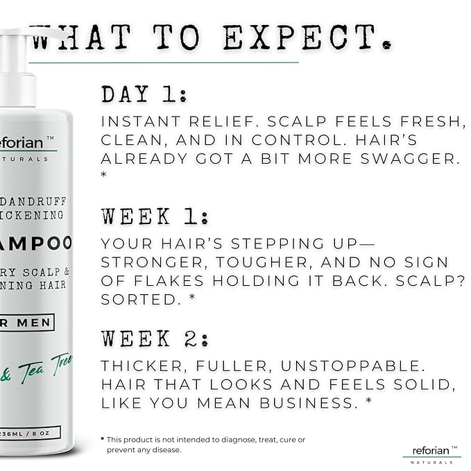 Anti Dandruff Shampoo for Men Tea Tree Oil Shampoo for Dandruff Treatment Natural Zinc Shampoo for Thinning Hair Thickening Shampoo for Men Hair Loss Mens Biotin Shampoo