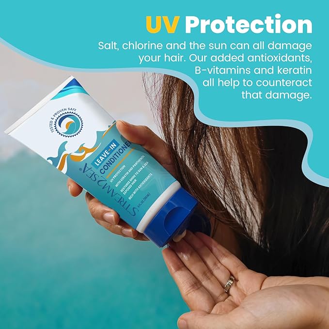 Leave-In Hair Conditioner Detangles & Replenish Hair Moisture Natural Reef Safe Formula - Sulfate and Paraben Free with UV Protection by Stream2Sea