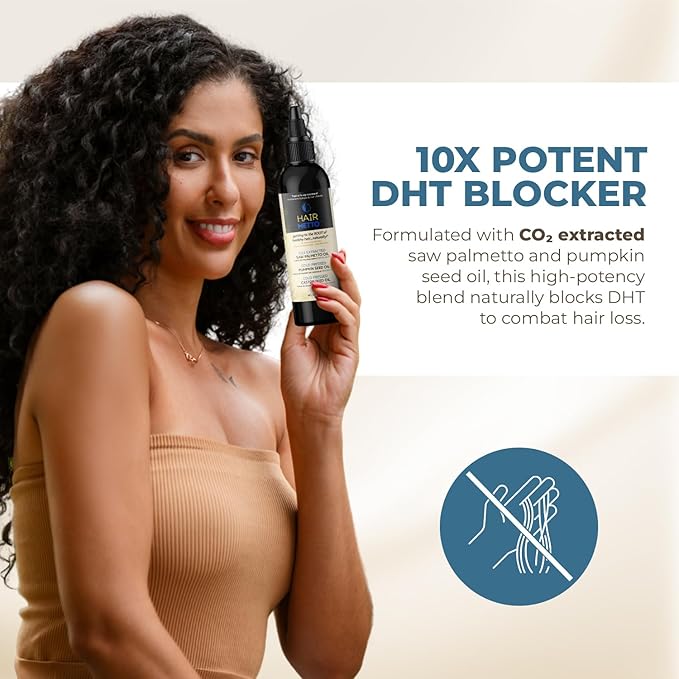 Saw Palmetto Extract Pumpkin Seed Oil for Hair Growth - 10X Potency Targeted Scalp Treatment with Castor, Lavender Scent, Rosemary Oil for Hair 4oz (118ml)