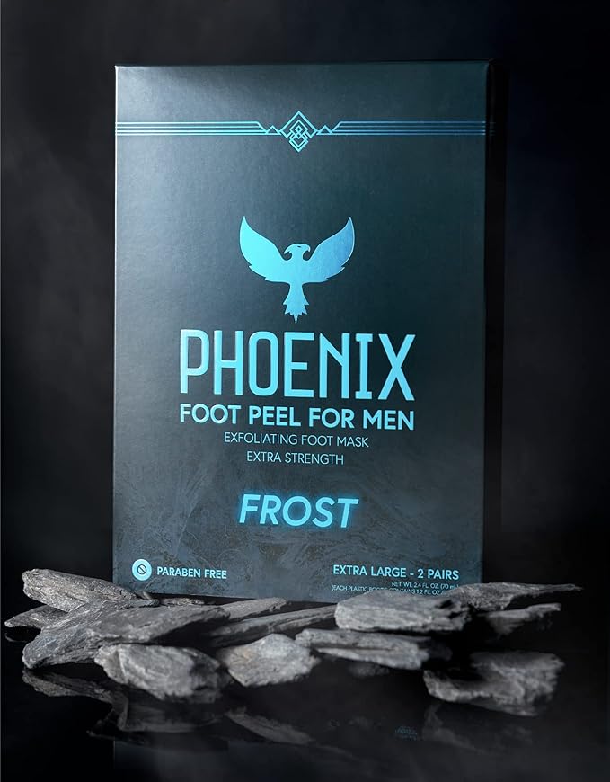 (Pack of 2) Phoenix Foot Peel for Men - Extra Large - Extra Strength - Menthol - Exfoliating Dry Feet Treatment - Callus Remover - Paraben Free