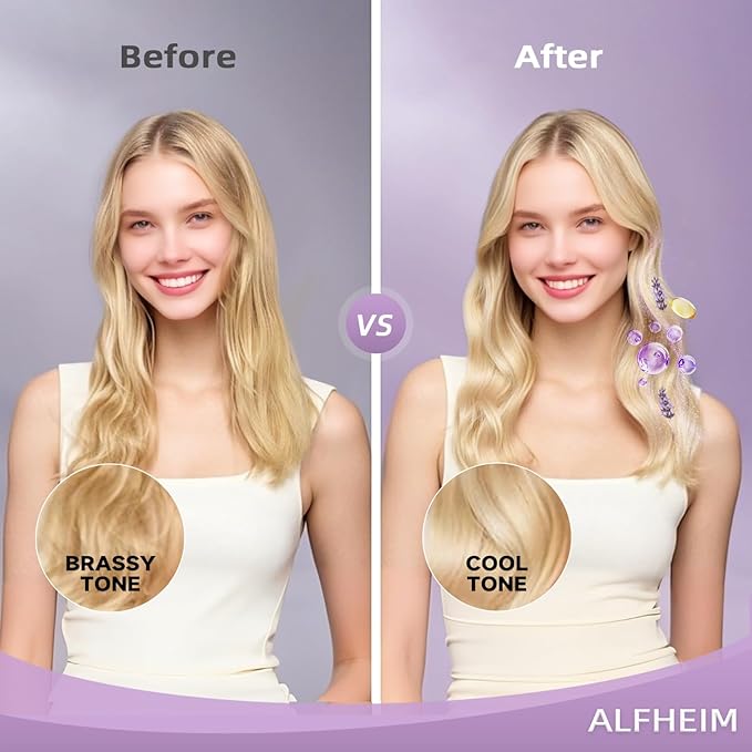 ALFHEIM Lavender+ Purple Shampoo | Neutralizes Brass & Yellow Tones | Sulfate-Free, Color-Safe Formula | For Blonde, Silver & Highlighted Hair | Hydrating & Smoothing | 10.7 oz