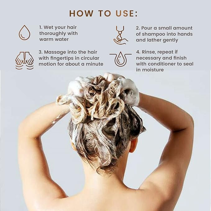 MGA Vegan Hair Shampoo - Organic Formula for All Types of Hair | With Natural Herbal Scent for Men & Women | Parabens Silicone & Sulfate Free Dandruff Shampoo Provides Frizz control | 8.8 Fluid Ounce