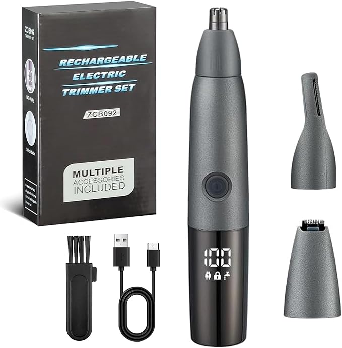 Nose Trimmer For Men And Women Painless Ear Nose Face Nose Hair Trimmer For Women Electric Nose Hair Trimmer Dual Edge Razor Ear Hair Trimmer Nose Hair Removal LED 3 in 1 Easy Clean IPX7 Waterproof