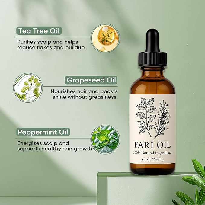 Fari Oil Hair Growth Oil, Holistic Hair Oil with Herbal Infusion, Botanical Scalp Oils for Dry Scalp & Edges, All Hair Types