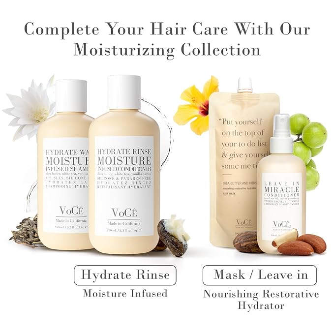 VoCÊ Natural Hydrating Shampoo for Dry, Frizzy Hair | Moisture-Infused Vegan Shampoo for Normal to Thick Hair - Non-Toxic, Cruelty-Free with Shea Butter, White Tea, Vanilla Cactus (32 oz | 946 ml)