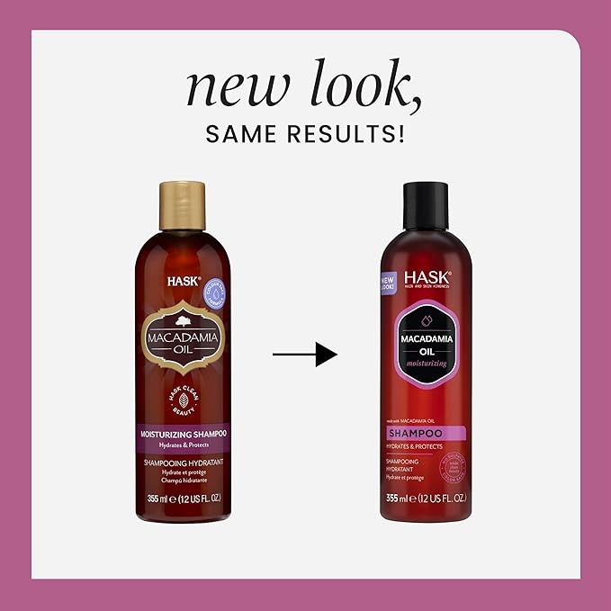 HASK Macadamia Oil Moisturizing Shampoo + Conditioner Set | For All Hair Types, Sulfate-Free, Paraben-Free, Gluten-Free, Cruelty-Free, Color Safe