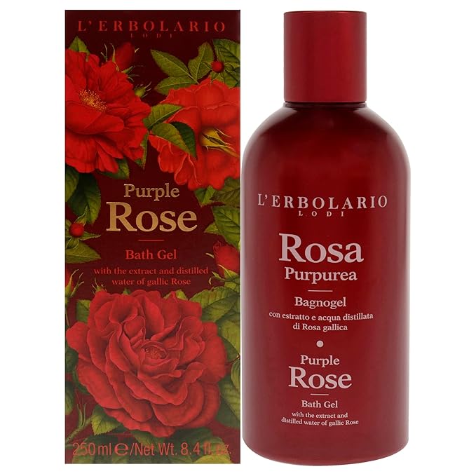 L'Erbolario Shower Gel – Moisturizing Body Wash for Daily Cleansing – Softening Body Soap with Sophisticated Floral Fragrance - Purple Rose - 8.4 oz