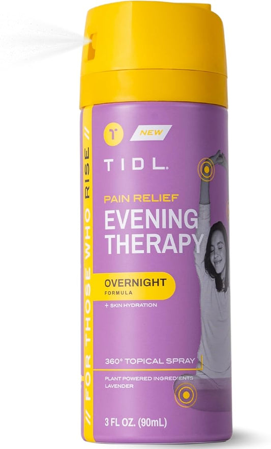 TIDL - Evening Therapy Pain Relief Spray - Fast-Acting Relief for Lower Back, Knee, Muscle & Joint Pain - Nighttime Relaxation & Skin Hydration - Lavender, Topical, Plant-Based Menthol (3oz, 1-Pack)