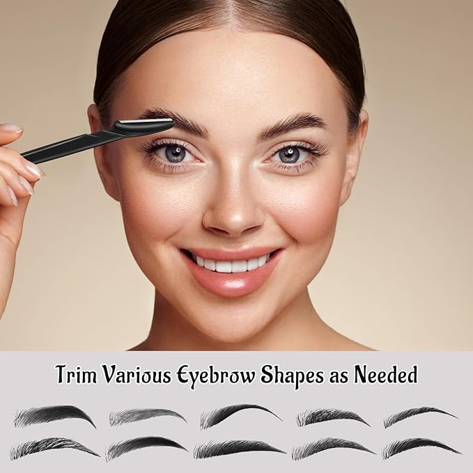 6 Pcs Black Eyebrow Razor, Face Razors Multipurpose, Facial Razors for Women Men, Eyebrow Trimmers Shaver with Protective Cover, Dermaplaning Tools for Face Body Use, Facial Hair Removal Tools