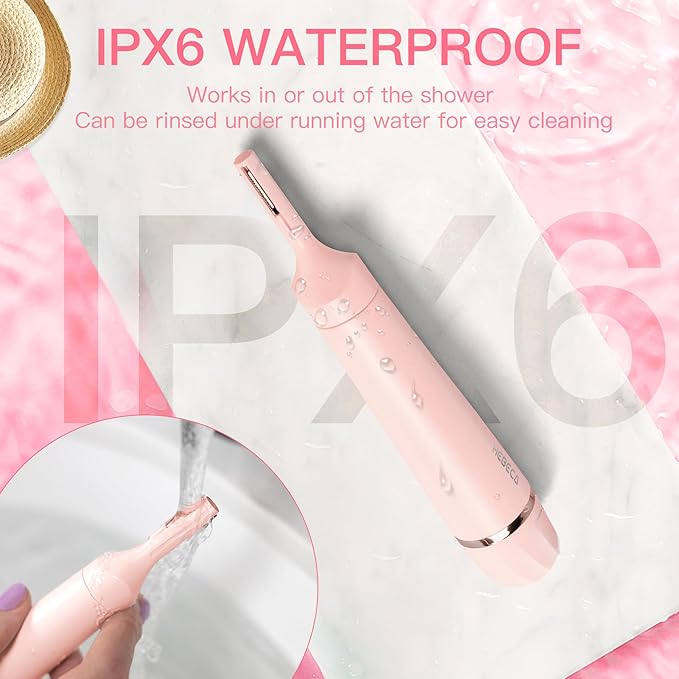 Nose Hair Trimmer for Women, 3in1 Electric Eyebrow Trimmer Waterproof Facial Hair Removal Rechargeable Hair Shaver Razor for Nose Ear Eyebrow Peach-Fuzz Lips Chin FT3001 Pink